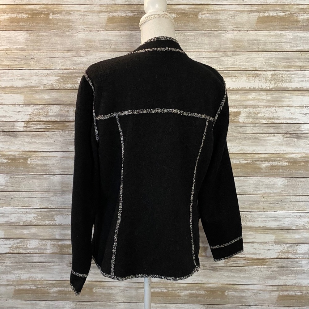 Black Wool Round Collar Button Down Blazer Jacket - image 4